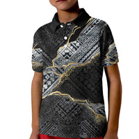 Polynesian Tribal Tattoo Kid Polo Shirt Dark Marble Pattern LT9 Kid Black - Polynesian Pride