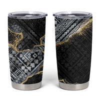 Polynesian Tribal Tattoo Tumbler Cup Dark Marble Pattern LT9 Black - Polynesian Pride