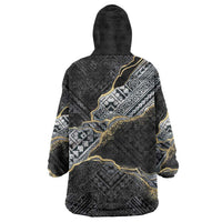 Polynesian Tribal Tattoo Wearable Blanket Hoodie Dark Marble Pattern