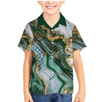 Polynesian Tribal Tattoo Family Matching Mermaid Dress and Hawaiian Shirt Green Marble Pattern LT9 Son's Shirt Green - Polynesian Pride