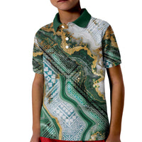 Polynesian Tribal Tattoo Kid Polo Shirt Green Marble Pattern LT9 Kid Green - Polynesian Pride