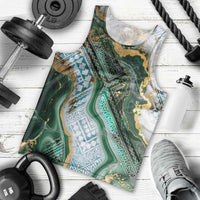 Polynesian Tribal Tattoo Men Tank Top Green Marble Pattern