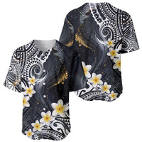 Polynesian Tribal Tattoo Baseball Jersey Plumeria Black Gold Marble Pattern LT9 - Polynesian Pride