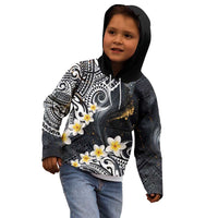 Polynesian Tribal Tattoo Kid Hoodie Plumeria Black Gold Marble Pattern