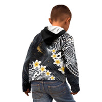 Polynesian Tribal Tattoo Kid Hoodie Plumeria Black Gold Marble Pattern