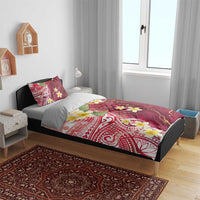 Polynesian Tribal Tattoo Bedding Set Plumeria Blood Red and Gold Marble Pattern LT9 - Polynesian Pride