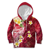 Polynesian Tribal Tattoo Kid Hoodie Plumeria Blood Red and Gold Marble Pattern