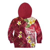 Polynesian Tribal Tattoo Kid Hoodie Plumeria Blood Red and Gold Marble Pattern