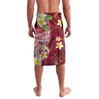 Polynesian Tribal Tattoo Lavalava Plumeria Blood Red and Gold Marble Pattern