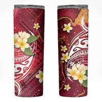 Polynesian Tribal Tattoo Skinny Tumbler Plumeria Blood Red and Gold Marble Pattern LT9 Red - Polynesian Pride