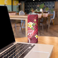 Polynesian Tribal Tattoo Skinny Tumbler Plumeria Blood Red and Gold Marble Pattern LT9 - Polynesian Pride