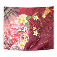 Polynesian Tribal Tattoo Tapestry Plumeria Blood Red and Gold Marble Pattern