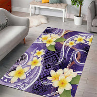 Polynesian Tribal Tattoo Area Rug Plumeria Purple Marble Pattern