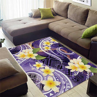 Polynesian Tribal Tattoo Area Rug Plumeria Purple Marble Pattern