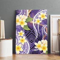 Polynesian Tribal Tattoo Canvas Wall Art Plumeria Purple Marble Pattern