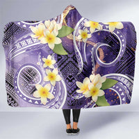 Polynesian Tribal Tattoo Hooded Blanket Plumeria Purple Marble Pattern