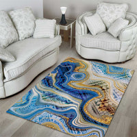 Polynesian Tribal Tattoo Area Rug Swirling Ocean Marble Pattern