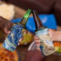 Polynesian Tribal Tattoo 4 in 1 Can Cooler Tumbler Swirling Ocean Marble Pattern