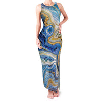 Polynesian Tribal Tattoo Family Matching Tank Maxi Dress and Hawaiian Shirt Swirling Ocean Marble Pattern LT9 Mom's Dress Ocean - Polynesian Pride