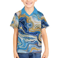 Polynesian Tribal Tattoo Hawaiian Shirt Swirling Ocean Marble Pattern