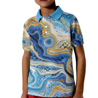 Polynesian Tribal Tattoo Kid Polo Shirt Swirling Ocean Marble Pattern LT9 Kid Ocean - Polynesian Pride