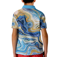 Polynesian Tribal Tattoo Kid Polo Shirt Swirling Ocean Marble Pattern LT9 - Polynesian Pride