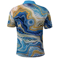 Polynesian Tribal Tattoo Polo Shirt Swirling Ocean Marble Pattern