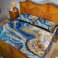 Polynesian Tribal Tattoo Quilt Bed Set Swirling Ocean Marble Pattern
