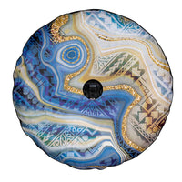 Polynesian Tribal Tattoo Spare Tire Cover Swirling Ocean Marble Pattern