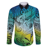 Personalised Aloha King Kamehameha Spirits Family Matching Long Sleeve Bodycon Dress and Hawaiian Shirt Art Special LT9 Dad's Shirt - Long Sleeve Art - Polynesian Pride