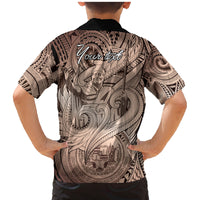 Personalised Aloha King Kamehameha Spirits Family Matching Mermaid Dress and Hawaiian Shirt Beige Special LT9 - Polynesian Pride