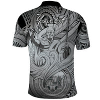 Personalised Aloha King Kamehameha Spirits Polo Shirt Grey Special LT9 - Polynesian Pride