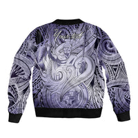 Personalised Aloha King Kamehameha Spirits Sleeve Zip Bomber Jacket Violet Special LT9 - Polynesian Pride