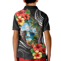 Hafa Adai Guam Kid Polo Shirt Guahan Seal Chamorro Stones Tribal
