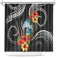 Hafa Adai Guam Shower Curtain Guahan Seal Chamorro Stones Tribal