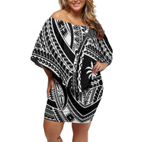 Hafa Adai Guam Inspired Tattoo Family Matching Off Shoulder Short Dress and Hawaiian Shirt