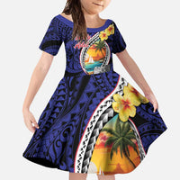 Hafa Adai Guam Seal Latte Stones Artwork Family Matching Short Sleeve Bodycon Dress and Hawaiian Shirt