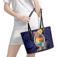 Hafa Adai Guam Seal Latte Stones Artwork Leather Tote Bag