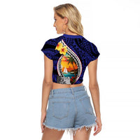 Hafa Adai Guam Seal Latte Stones Artwork Raglan Cropped T Shirt