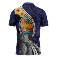 Hafa Adai Guam Seal Latte Stones Artwork Zipper Polo Shirt LT9 - Polynesian Pride