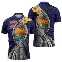 Hafa Adai Guam Seal Latte Stones Artwork Zipper Polo Shirt LT9 - Polynesian Pride