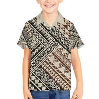 Niho Taniwha Kowhaiwhai Family Matching Off Shoulder Short Dress and Hawaiian Shirt