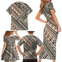 Niho Taniwha Kowhaiwhai Family Matching Short Sleeve Bodycon Dress and Hawaiian Shirt