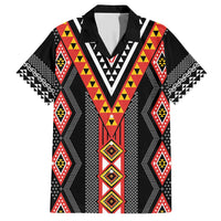 Niho Taniwha Taniko Motif Family Matching Short Sleeve Bodycon Dress and Hawaiian Shirt LT9 Dad's Shirt - Short Sleeve Red - Polynesian Pride