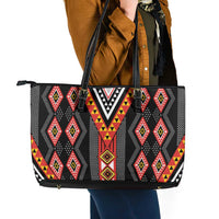 Niho Taniwha Taniko Motif Leather Tote Bag LT9 - Polynesian Pride