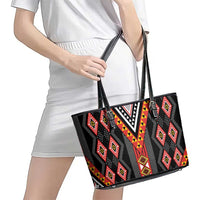 Niho Taniwha Taniko Motif Leather Tote Bag LT9 - Polynesian Pride