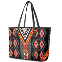 Niho Taniwha Taniko Motif Leather Tote Bag LT9 - Polynesian Pride