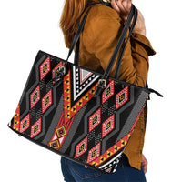 Niho Taniwha Taniko Motif Leather Tote Bag LT9 - Polynesian Pride