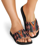 Niho Taniwha Taniko Motif Slide Sandals - Polynesian Pride