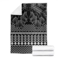 Black Taniko Kowhaiwhai Tukutuku Motif Blanket